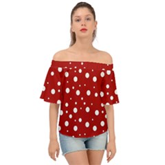 Mushroom Pattern, Red And White Dots, Circles Theme Off Shoulder Short Sleeve Top by Casemiro