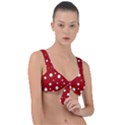 Mushroom pattern, red and white dots, circles theme Front Tie Bikini Top View1