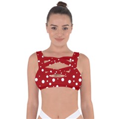 Mushroom Pattern, Red And White Dots, Circles Theme Bandaged Up Bikini Top by Casemiro