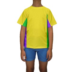 Carnival Mardi Gras Purple Yellow Green Stripes Kids  Short Sleeve Swimwear by yoursparklingshop