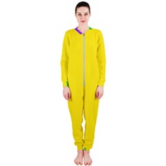 Carnival Mardi Gras Purple Yellow Green Stripes Onepiece Jumpsuit (ladies) 