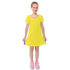 Carnival Mardi Gras Purple Yellow Green Stripes Kids  Short Sleeve Velvet Dress