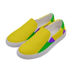 Carnival Mardi Gras Purple Yellow Green Stripes Women s Canvas Slip Ons by yoursparklingshop