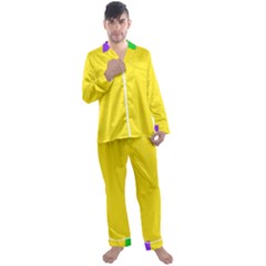 Carnival Mardi Gras Purple Yellow Green Stripes Men s Long Sleeve Satin Pyjamas Set by yoursparklingshop