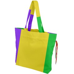 Carnival Mardi Gras Purple Yellow Green Stripes Drawstring Tote Bag by yoursparklingshop