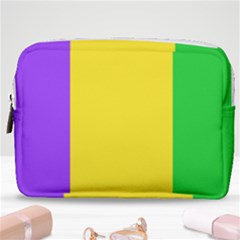 Carnival Mardi Gras Purple Yellow Green Stripes Make Up Pouch (medium) by yoursparklingshop