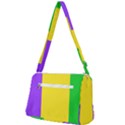 Carnival Mardi Gras Purple Yellow Green Stripes Front Pocket Crossbody Bag View2