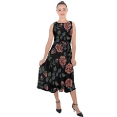 Dusty Roses Midi Tie-back Chiffon Dress by BubbSnugg