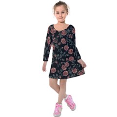 Dusty Roses Kids  Long Sleeve Velvet Dress by BubbSnugg