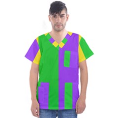 New Orleans Carnival Colors Mardi Gras Men s V-neck Scrub Top