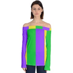 New Orleans Carnival Colors Mardi Gras Off Shoulder Long Sleeve Top by yoursparklingshop