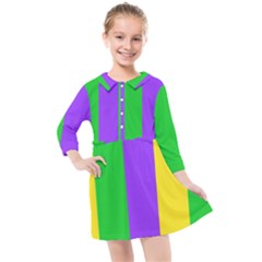 New Orleans Carnival Colors Mardi Gras Kids  Quarter Sleeve Shirt Dress by yoursparklingshop