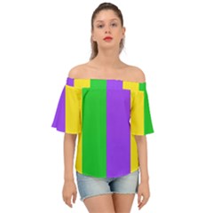 New Orleans Carnival Colors Mardi Gras Off Shoulder Short Sleeve Top by yoursparklingshop