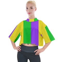 New Orleans Carnival Colors Mardi Gras Mock Neck Tee