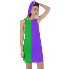 New Orleans Carnival Colors Mardi Gras Racer Back Hoodie Dress