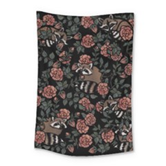 Raccoon Floral Small Tapestry by BubbSnugg