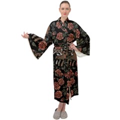 Raccoon Floral Maxi Velour Kimono by BubbSnugg