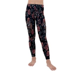 Raccoon Floral Kids  Lightweight Velour Leggings by BubbSnugg