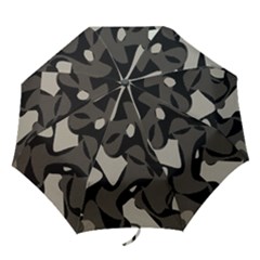 Trippy sepia paint splash, brown, army style camo, dotted abstract pattern Folding Umbrellas