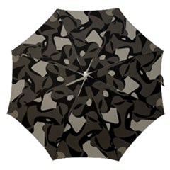 Trippy sepia paint splash, brown, army style camo, dotted abstract pattern Straight Umbrellas