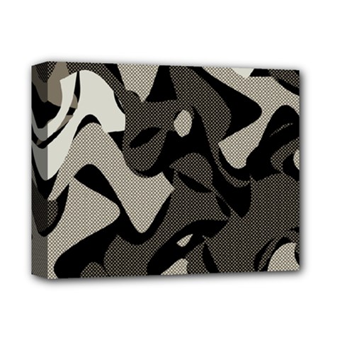 Trippy sepia paint splash, brown, army style camo, dotted abstract pattern Deluxe Canvas 14  x 11  (Stretched)