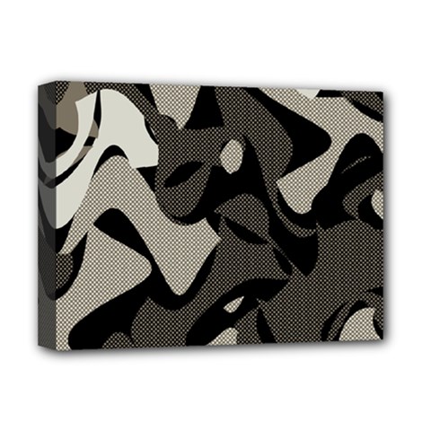 Trippy sepia paint splash, brown, army style camo, dotted abstract pattern Deluxe Canvas 16  x 12  (Stretched) 