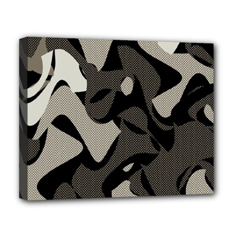 Trippy sepia paint splash, brown, army style camo, dotted abstract pattern Deluxe Canvas 20  x 16  (Stretched)