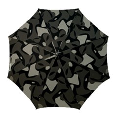 Trippy sepia paint splash, brown, army style camo, dotted abstract pattern Golf Umbrellas