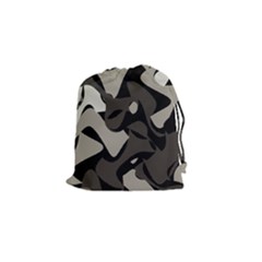 Trippy sepia paint splash, brown, army style camo, dotted abstract pattern Drawstring Pouch (Small)