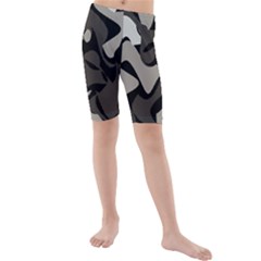 Trippy sepia paint splash, brown, army style camo, dotted abstract pattern Kids  Mid Length Swim Shorts