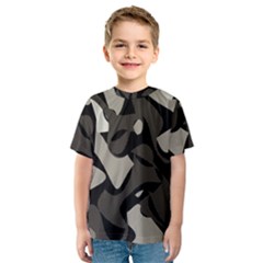 Trippy sepia paint splash, brown, army style camo, dotted abstract pattern Kids  Sport Mesh Tee