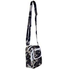 Trippy sepia paint splash, brown, army style camo, dotted abstract pattern Shoulder Strap Belt Bag