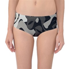 Trippy sepia paint splash, brown, army style camo, dotted abstract pattern Mid-Waist Bikini Bottoms