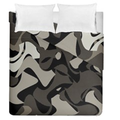 Trippy sepia paint splash, brown, army style camo, dotted abstract pattern Duvet Cover Double Side (Queen Size)