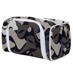 Trippy sepia paint splash, brown, army style camo, dotted abstract pattern Toiletries Pouch