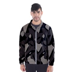 Trippy sepia paint splash, brown, army style camo, dotted abstract pattern Men s Windbreaker