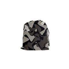 Trippy sepia paint splash, brown, army style camo, dotted abstract pattern Drawstring Pouch (XS)