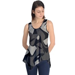 Trippy Sepia Paint Splash, Brown, Army Style Camo, Dotted Abstract Pattern Sleeveless Tunic by Casemiro