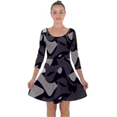 Trippy sepia paint splash, brown, army style camo, dotted abstract pattern Quarter Sleeve Skater Dress