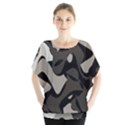 Trippy sepia paint splash, brown, army style camo, dotted abstract pattern Batwing Chiffon Blouse View1