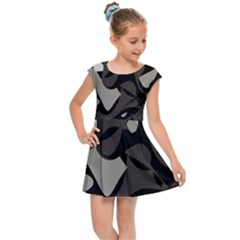 Trippy sepia paint splash, brown, army style camo, dotted abstract pattern Kids  Cap Sleeve Dress