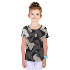 Trippy sepia paint splash, brown, army style camo, dotted abstract pattern Kids  One Piece Tee