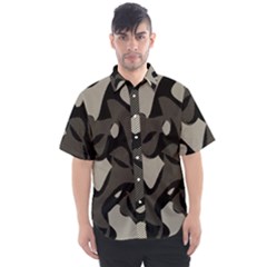 Trippy sepia paint splash, brown, army style camo, dotted abstract pattern Men s Short Sleeve Shirt