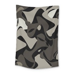 Trippy sepia paint splash, brown, army style camo, dotted abstract pattern Small Tapestry