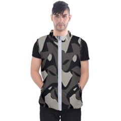 Trippy sepia paint splash, brown, army style camo, dotted abstract pattern Men s Puffer Vest