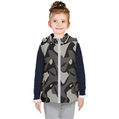 Trippy sepia paint splash, brown, army style camo, dotted abstract pattern Kids  Hooded Puffer Vest