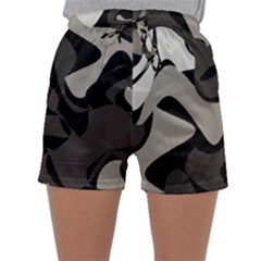 Trippy sepia paint splash, brown, army style camo, dotted abstract pattern Sleepwear Shorts