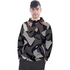 Trippy sepia paint splash, brown, army style camo, dotted abstract pattern Men s Pullover Hoodie