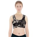 Trippy sepia paint splash, brown, army style camo, dotted abstract pattern Sports Bra With Pocket View1