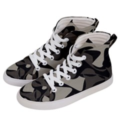 Trippy sepia paint splash, brown, army style camo, dotted abstract pattern Women s Hi-Top Skate Sneakers